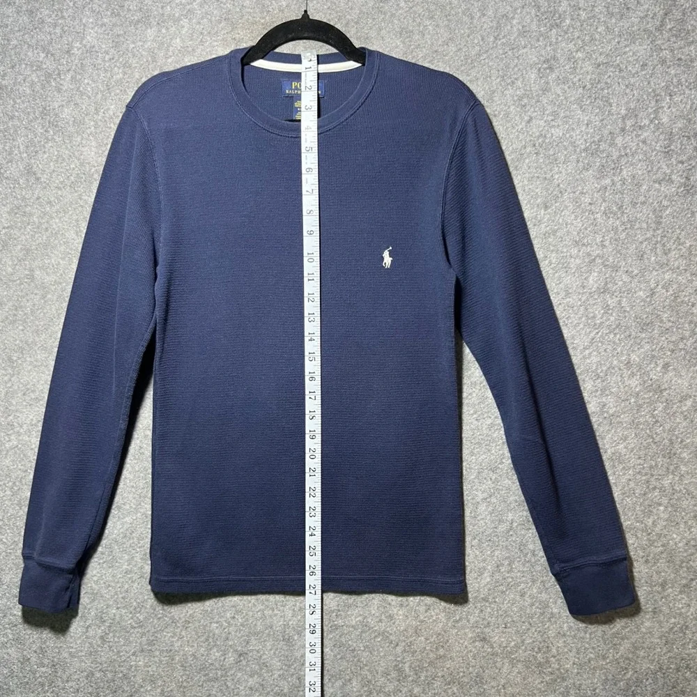 Polo Ralph Lauren Mens Navy‎ Blue Waffle Knit Thermal Long Sleeve Sleep Shirt S